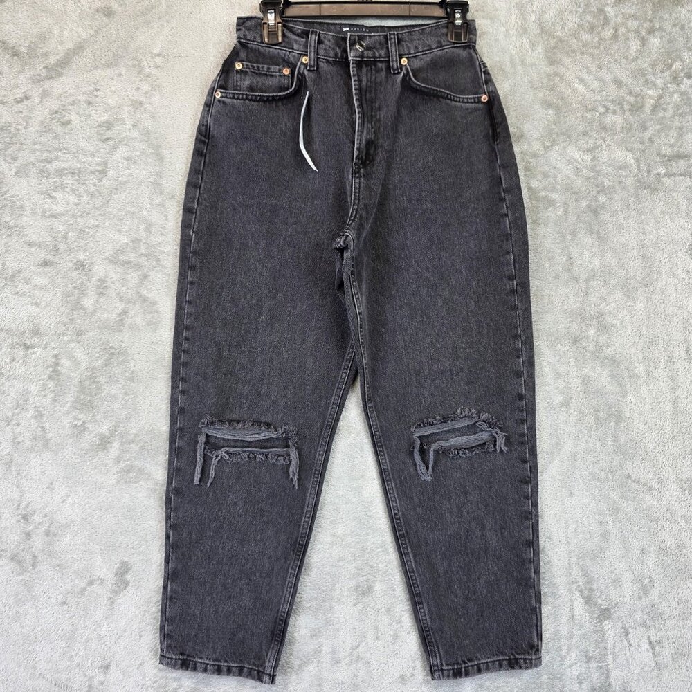 ASOS Design Jeans Womens 28 Black Petite High Rise Distressed Ripped 26 Inseam